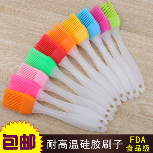 食品級3 10支耐高溫硅膠油刷不掉毛烘焙燒烤小刷子燒烤廚房刷